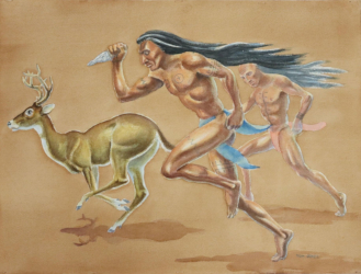 Loinclothed hobby; Obr�zek dne - the picture od the day - �awa rel -  Karankawa People Hunting Deer - Tom Jones