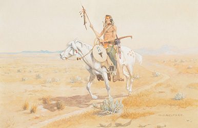 Loinclothed hobby; Obr�zek dne - the picture od the day - �awa rel -  Indian Rider with Lance and Shield - Olaf Carl Seltzer