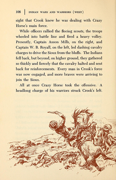 Indian wars and warriors, by Paul Iselin Wellman, ilustrace: Lorence Bjorklund<