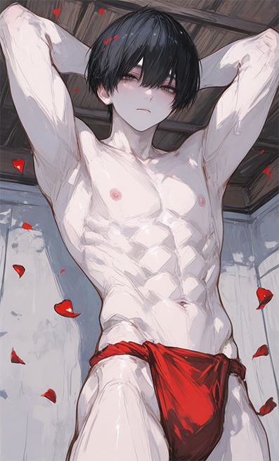 Red thong loincloth aka red rokushaku