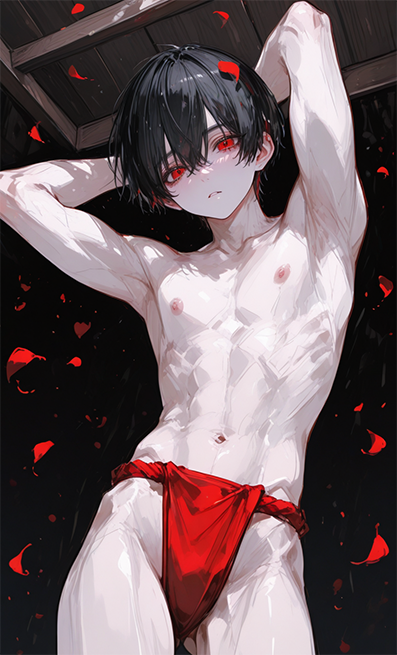 Red thong loincloth aka red rokushaku