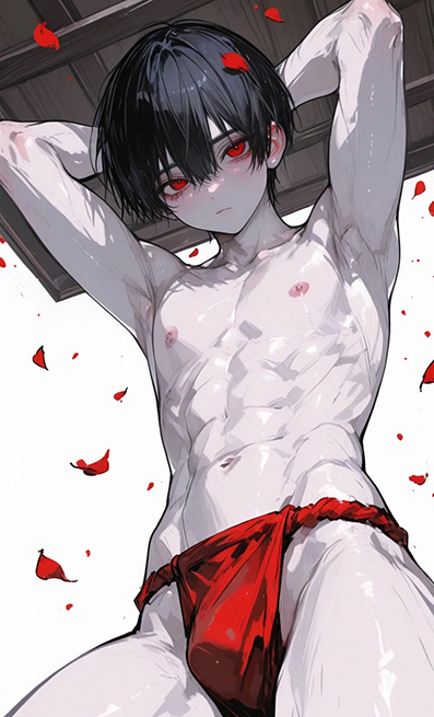 Red thong loincloth aka red rokushaku