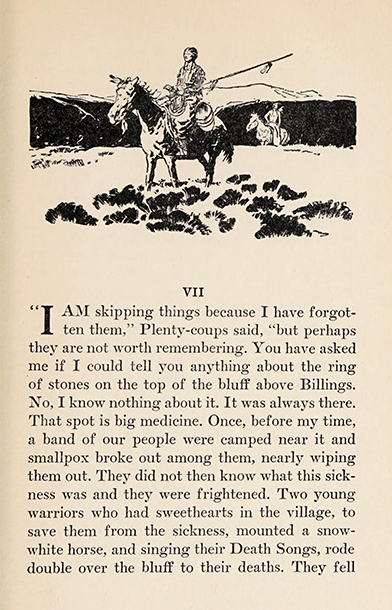 Plenty Coups, The life story of a great Indian, 1930, Frank B. Linderman, illustrated: H. M. Stoops