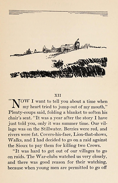 Plenty Coups, The life story of a great Indian, 1930, Frank B. Linderman, illustrated: H. M. Stoops