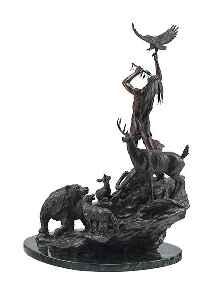 Stanley Quentin Johnson, Hiawatha, 1982 ~ Bronze with brown patina