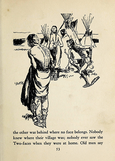 Old man coyote, Crow Indians ~ Crow mythology,  Frank Bird Linderman, art by  Herbert Mortnon Stoops